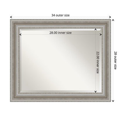 Miroir mural biseauté pour salle de bain - Cadre argenté Parlor