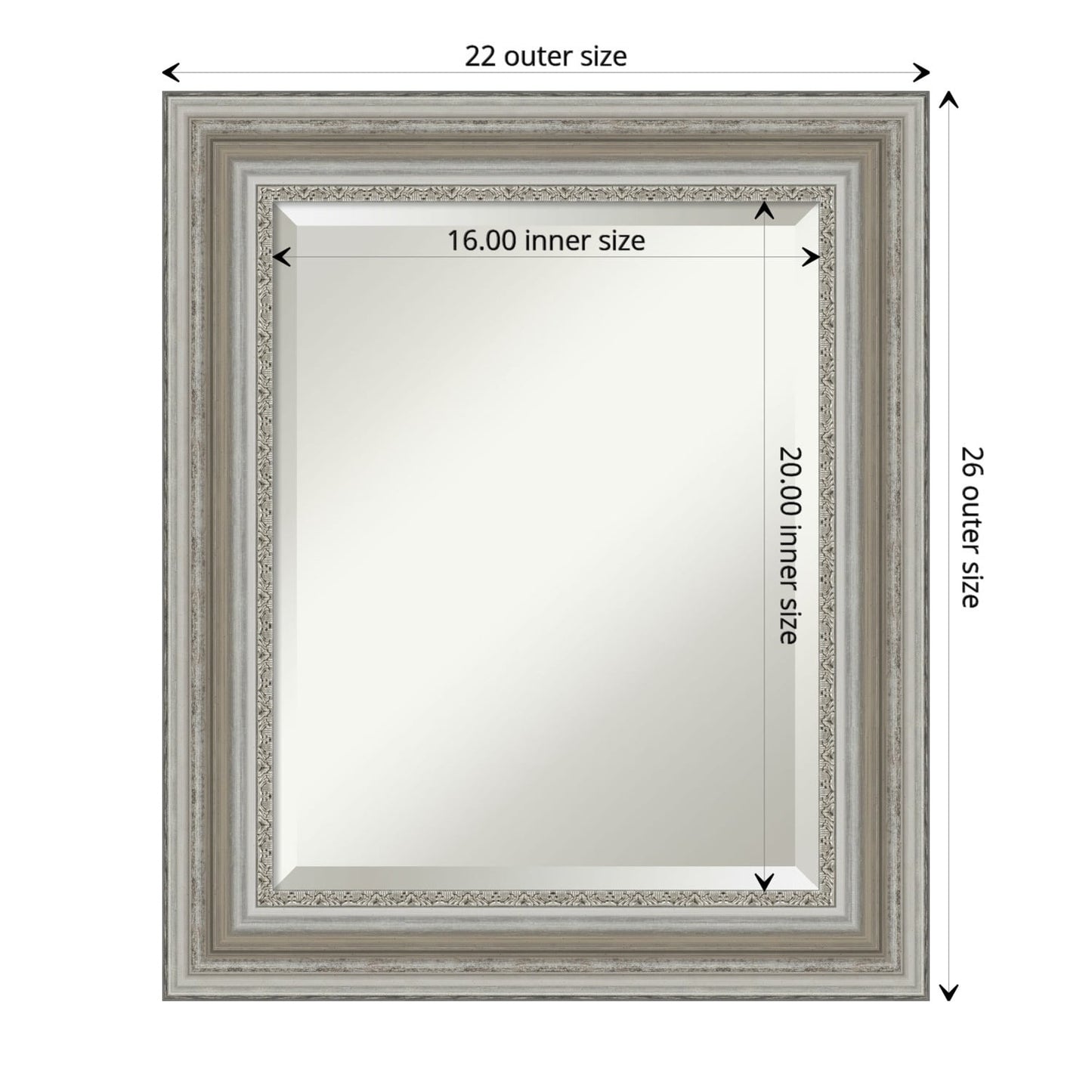 Miroir mural biseauté pour salle de bain - Cadre argenté Parlor