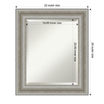 Miroir mural biseauté pour salle de bain - Cadre argenté Parlor