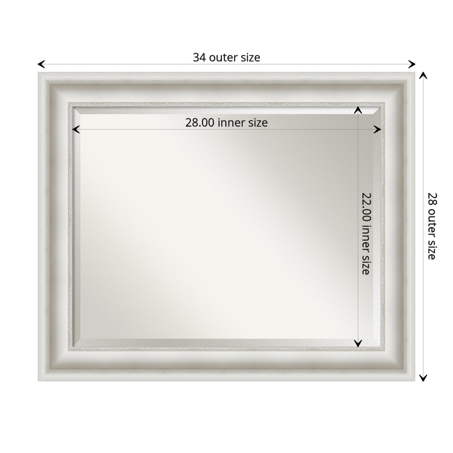 Miroir mural biseauté pour salle de bain - Cadre blanc Parlor