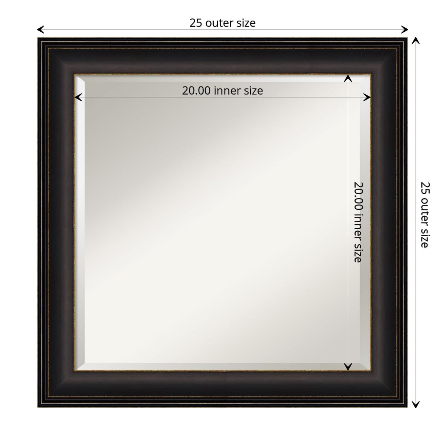 Miroir mural de salle de bain biseauté - Cadre en bronze huilé Trio - Bronze huilé Trio