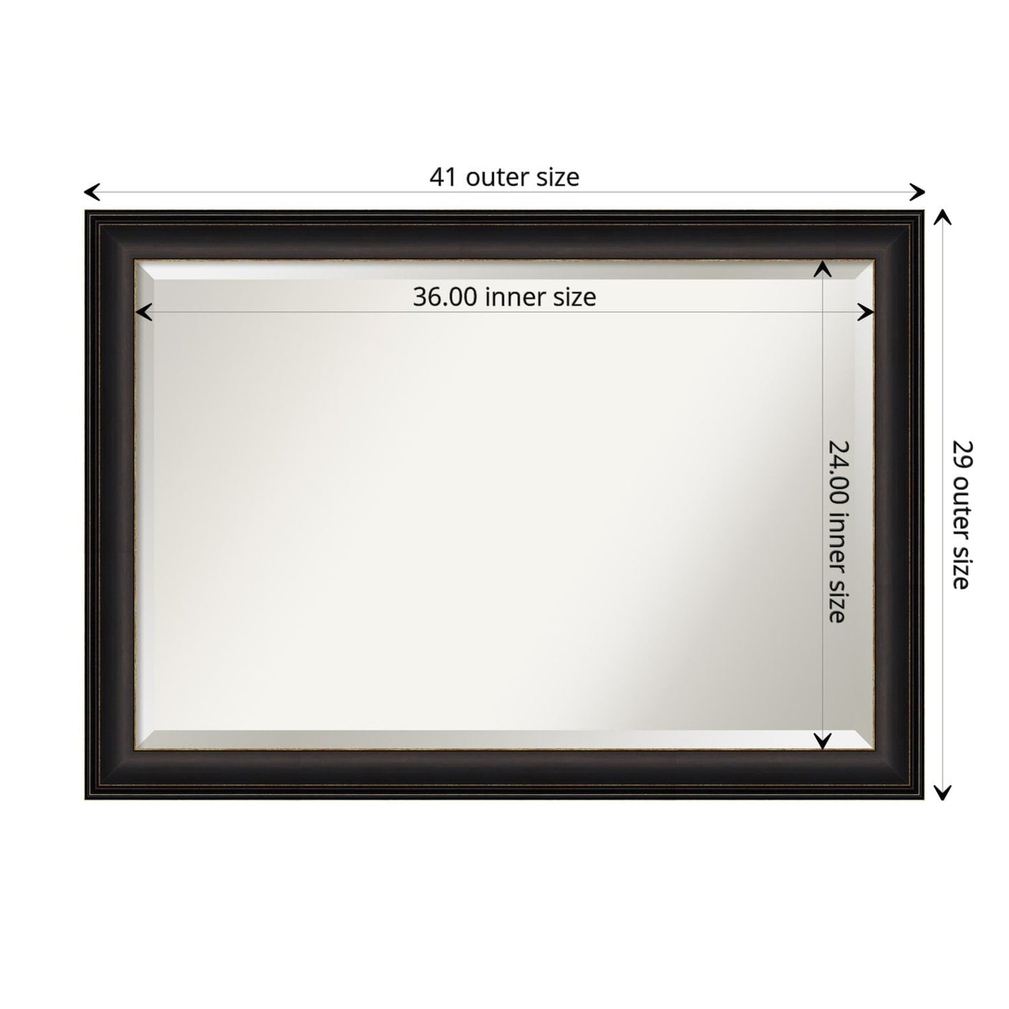 Miroir mural de salle de bain biseauté - Cadre en bronze huilé Trio - Bronze huilé Trio