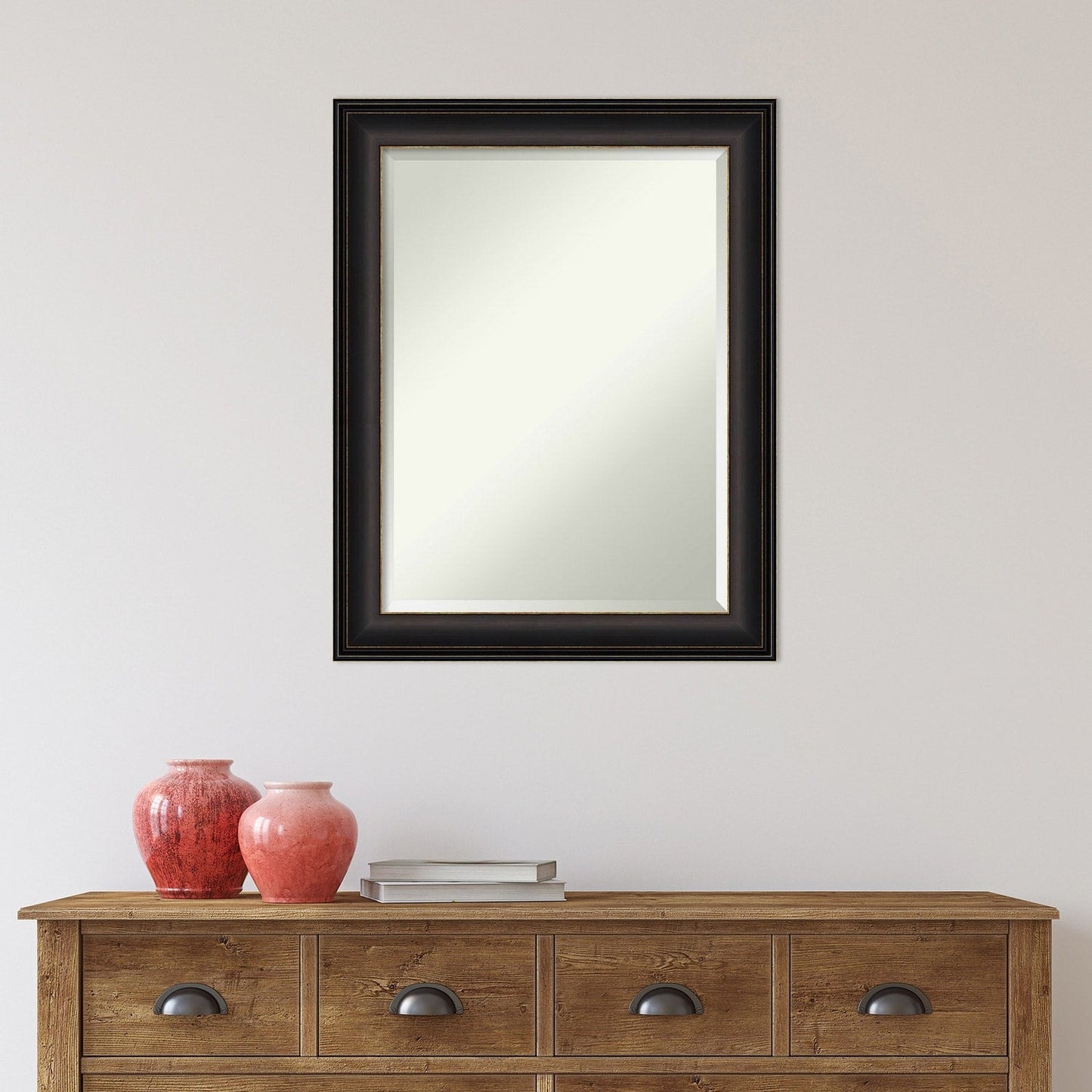 Miroir mural de salle de bain biseauté - Cadre en bronze huilé Trio - Bronze huilé Trio