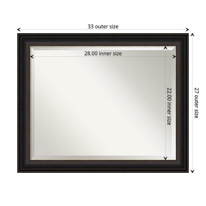 Miroir mural de salle de bain biseauté - Cadre en bronze huilé Trio - Bronze huilé Trio