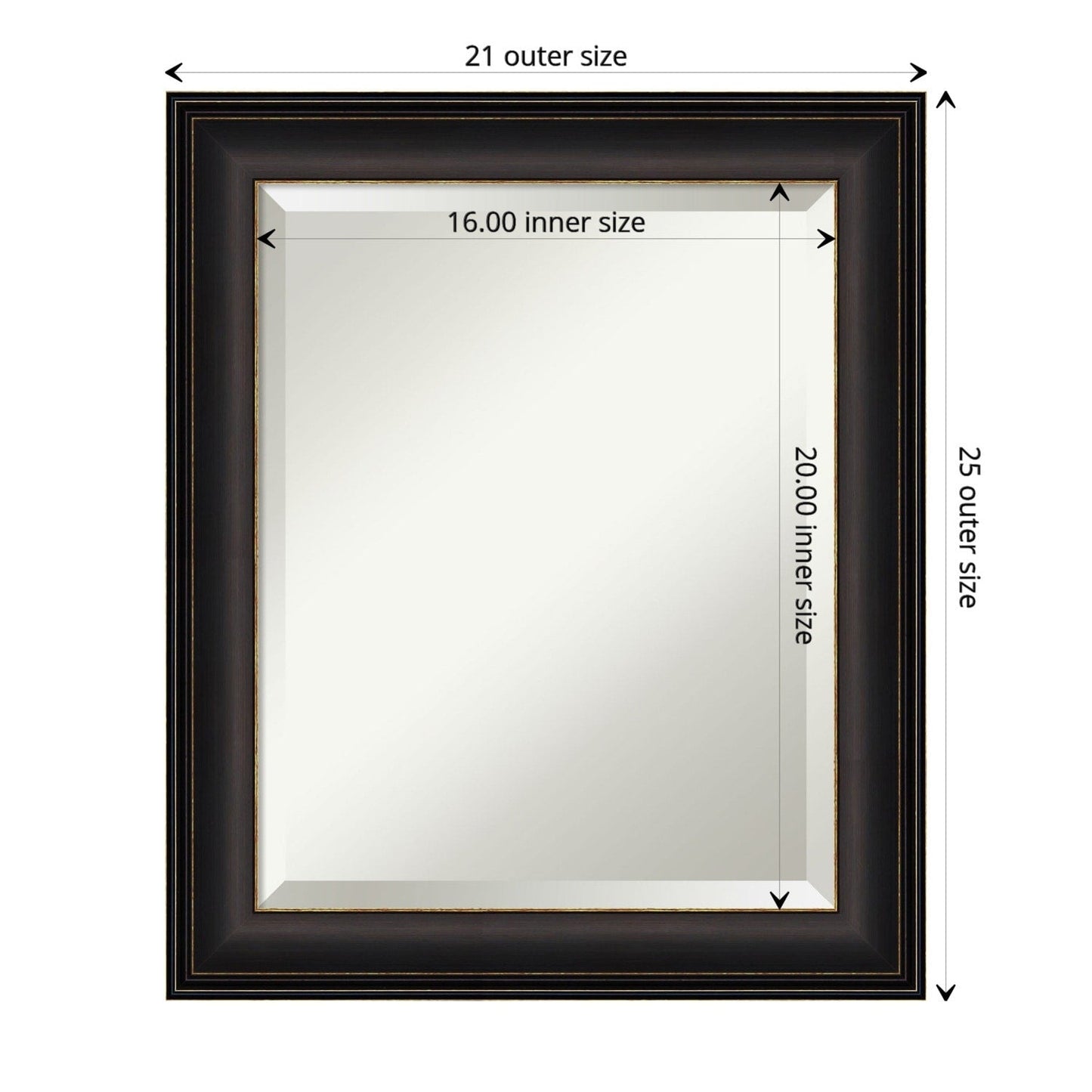 Miroir mural de salle de bain biseauté - Cadre en bronze huilé Trio - Bronze huilé Trio