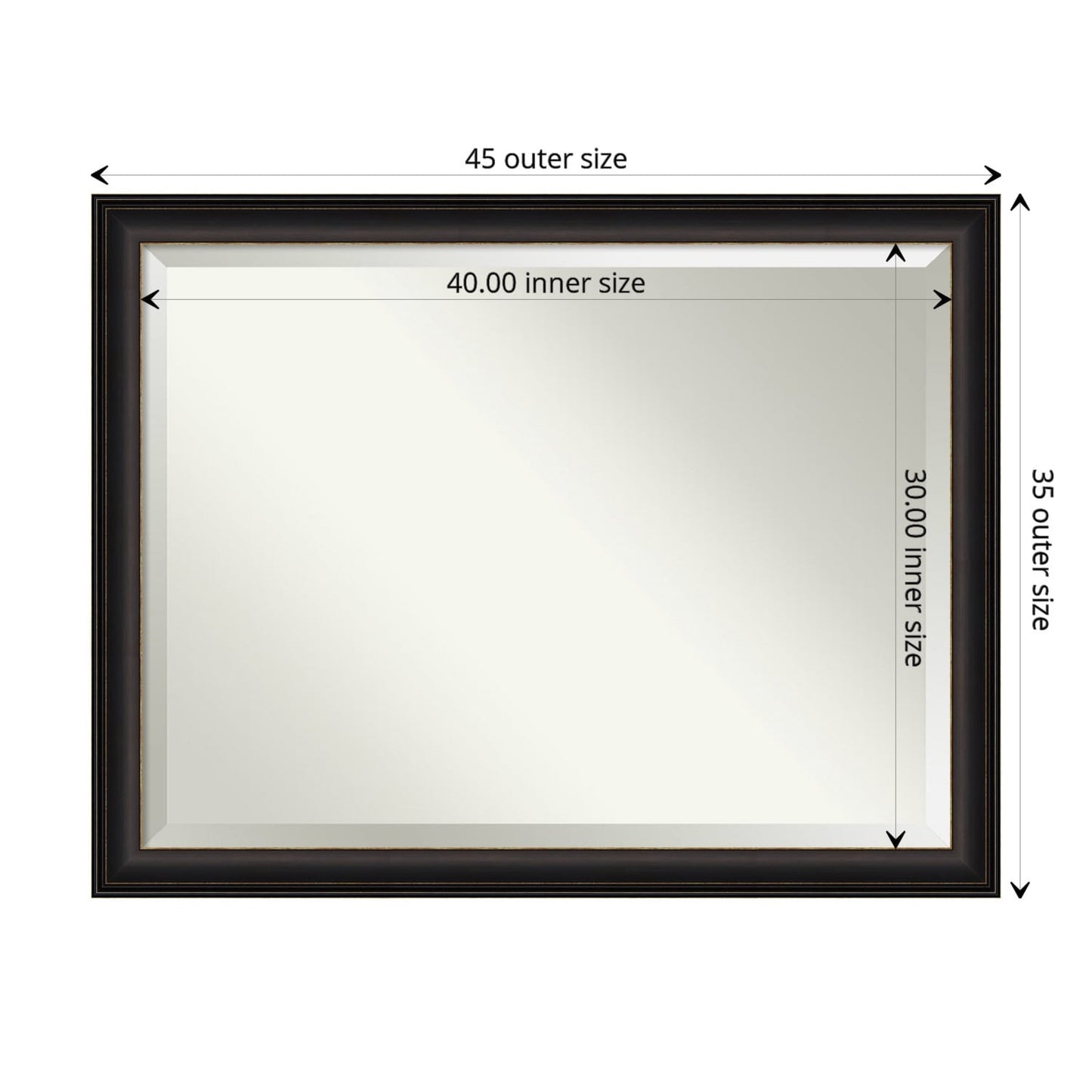 Miroir mural de salle de bain biseauté - Cadre en bronze huilé Trio - Bronze huilé Trio