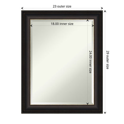 Miroir mural de salle de bain biseauté - Cadre en bronze huilé Trio - Bronze huilé Trio