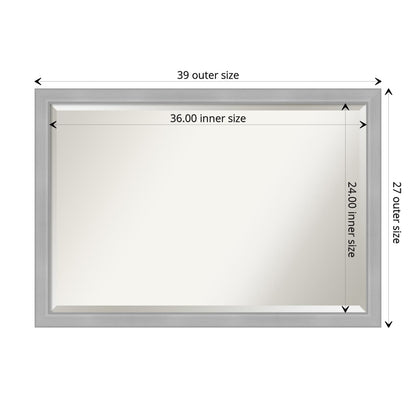 Miroir mural biseauté pour salle de bain - Cadre en nickel brossé Vista