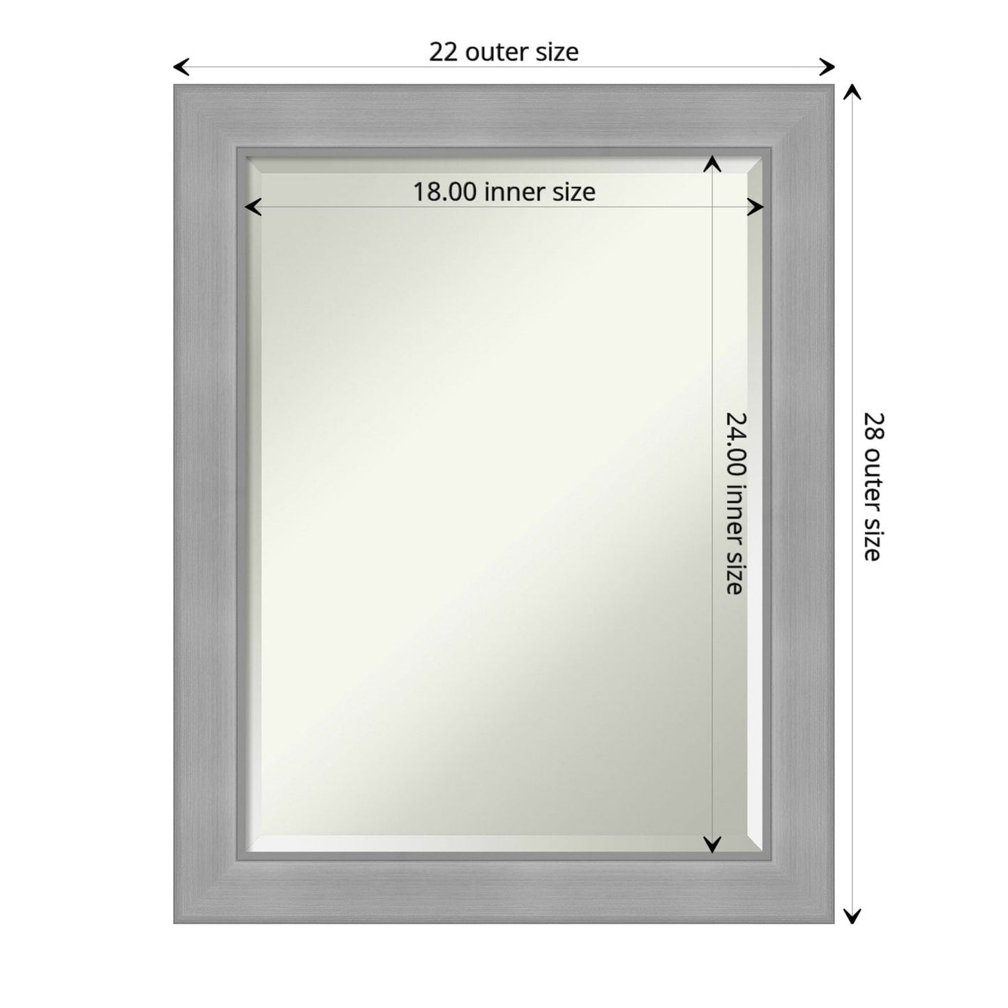 Miroir mural biseauté pour salle de bain - Cadre en nickel brossé Vista