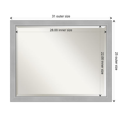 Miroir mural biseauté pour salle de bain - Cadre en nickel brossé Vista
