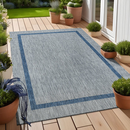 Tapis d'intérieur/extérieur moderne à bordures Beverly Rug, moquette d'extérieur pour patio, terrasse, porche
