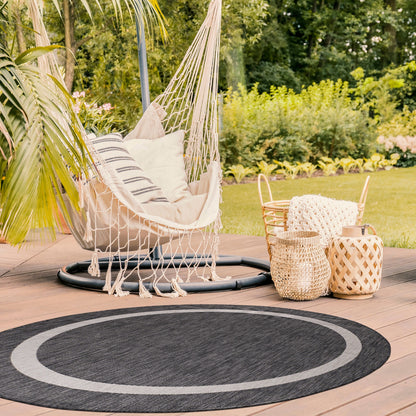 Tapis d'intérieur/extérieur moderne à bordures Beverly Rug, moquette d'extérieur pour patio, terrasse, porche
