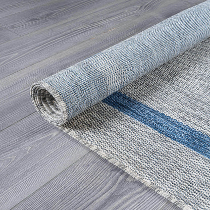 Tapis d'intérieur/extérieur moderne à bordures Beverly Rug, moquette d'extérieur pour patio, terrasse, porche