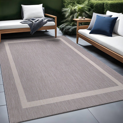 Tapis d'intérieur/extérieur moderne à bordures Beverly Rug, moquette d'extérieur pour patio, terrasse, porche