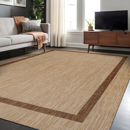 Tapis d'intérieur/extérieur moderne à bordures Beverly Rug, moquette d'extérieur pour patio, terrasse, porche