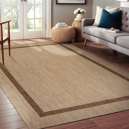 Tapis d'intérieur/extérieur moderne à bordures Beverly Rug, moquette d'extérieur pour patio, terrasse, porche