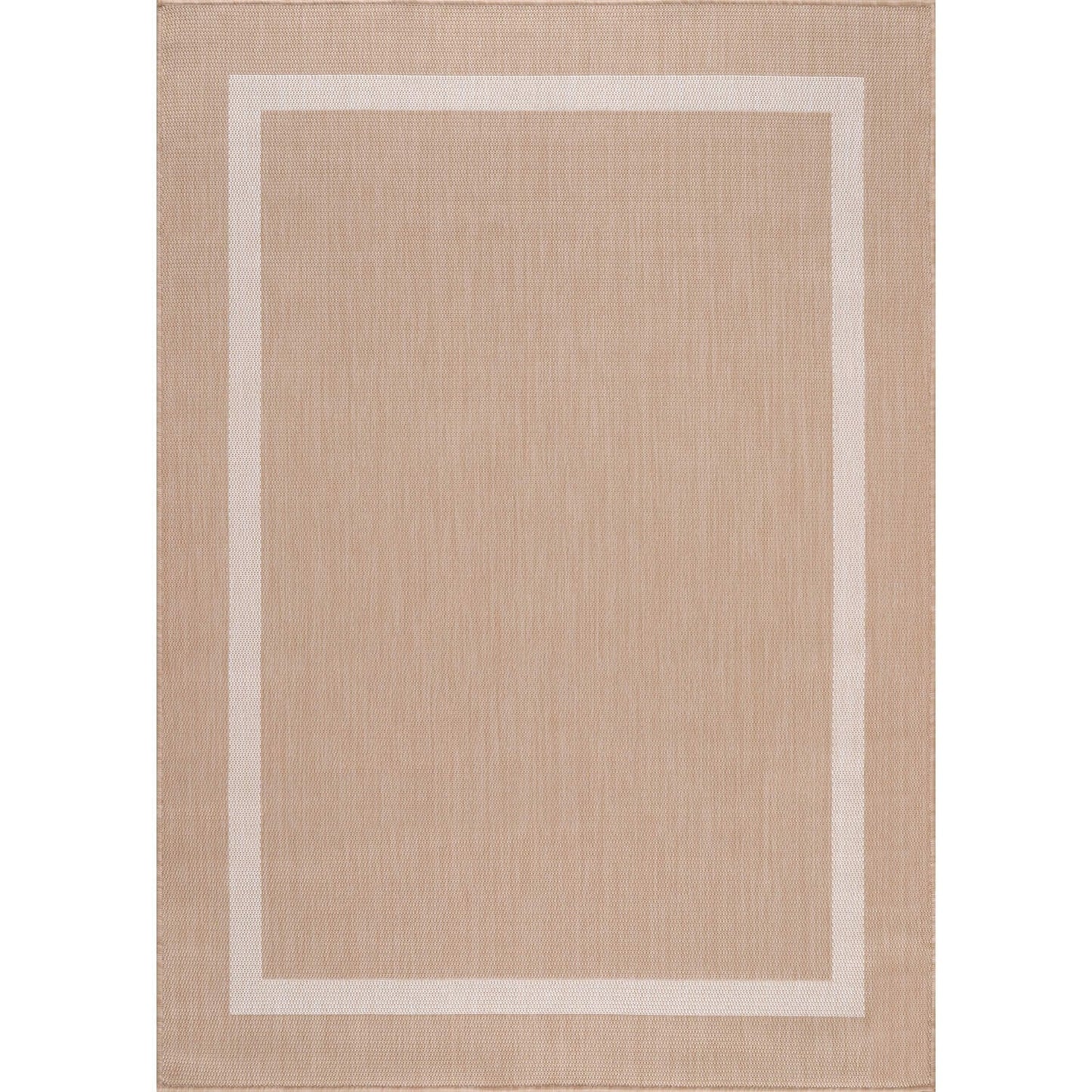 Tapis d'intérieur/extérieur moderne à bordures Beverly Rug, moquette d'extérieur pour patio, terrasse, porche