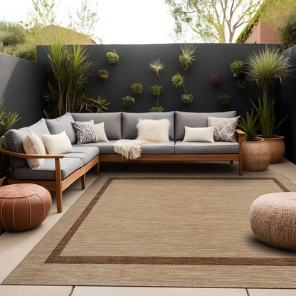 Tapis d'intérieur/extérieur moderne à bordures Beverly Rug, moquette d'extérieur pour patio, terrasse, porche