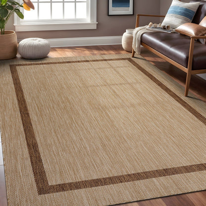 Tapis d'intérieur/extérieur moderne à bordures Beverly Rug, moquette d'extérieur pour patio, terrasse, porche