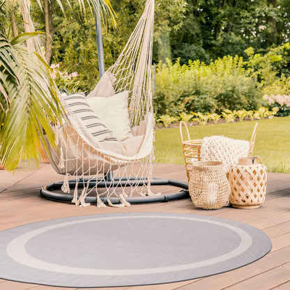 Tapis d'intérieur/extérieur moderne à bordures Beverly Rug, moquette d'extérieur pour patio, terrasse, porche