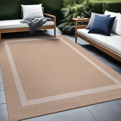 Tapis d'intérieur/extérieur moderne à bordures Beverly Rug, moquette d'extérieur pour patio, terrasse, porche