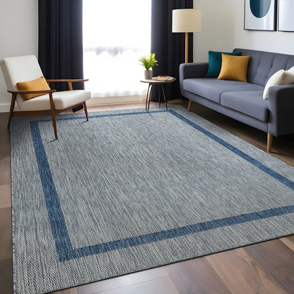 Tapis d'intérieur/extérieur moderne à bordures Beverly Rug, moquette d'extérieur pour patio, terrasse, porche