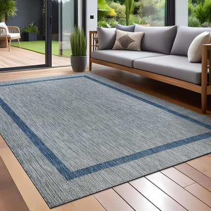 Tapis d'intérieur/extérieur moderne à bordures Beverly Rug, moquette d'extérieur pour patio, terrasse, porche