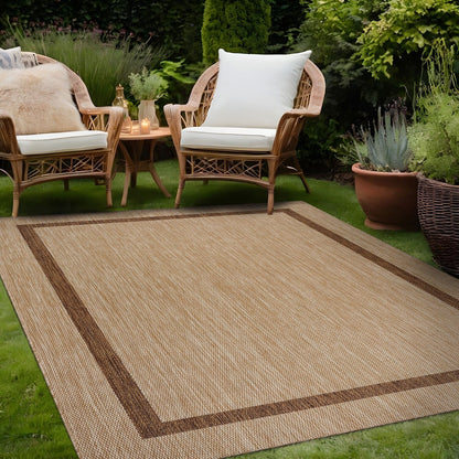 Tapis d'intérieur/extérieur moderne à bordures Beverly Rug, moquette d'extérieur pour patio, terrasse, porche