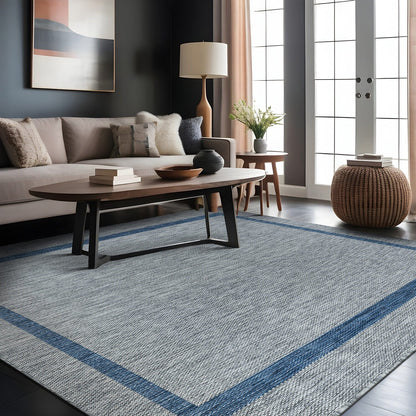 Tapis d'intérieur/extérieur moderne à bordures Beverly Rug, moquette d'extérieur pour patio, terrasse, porche