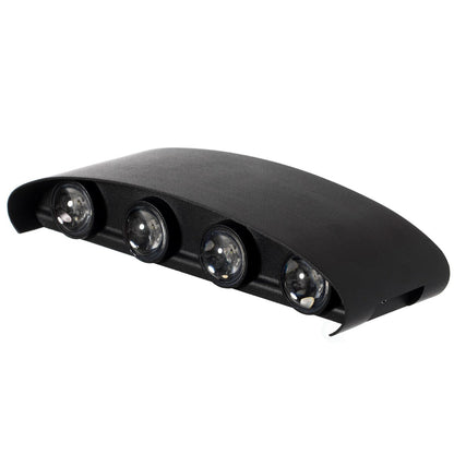 Applique murale décorative contemporaine noire en aluminium étanche pour l'intérieur et l'extérieur, 8 W, blanc froid 4 000 K