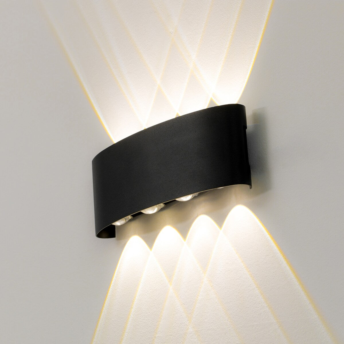 Applique murale décorative contemporaine noire en aluminium étanche pour l'intérieur et l'extérieur, 8 W, blanc froid 4 000 K