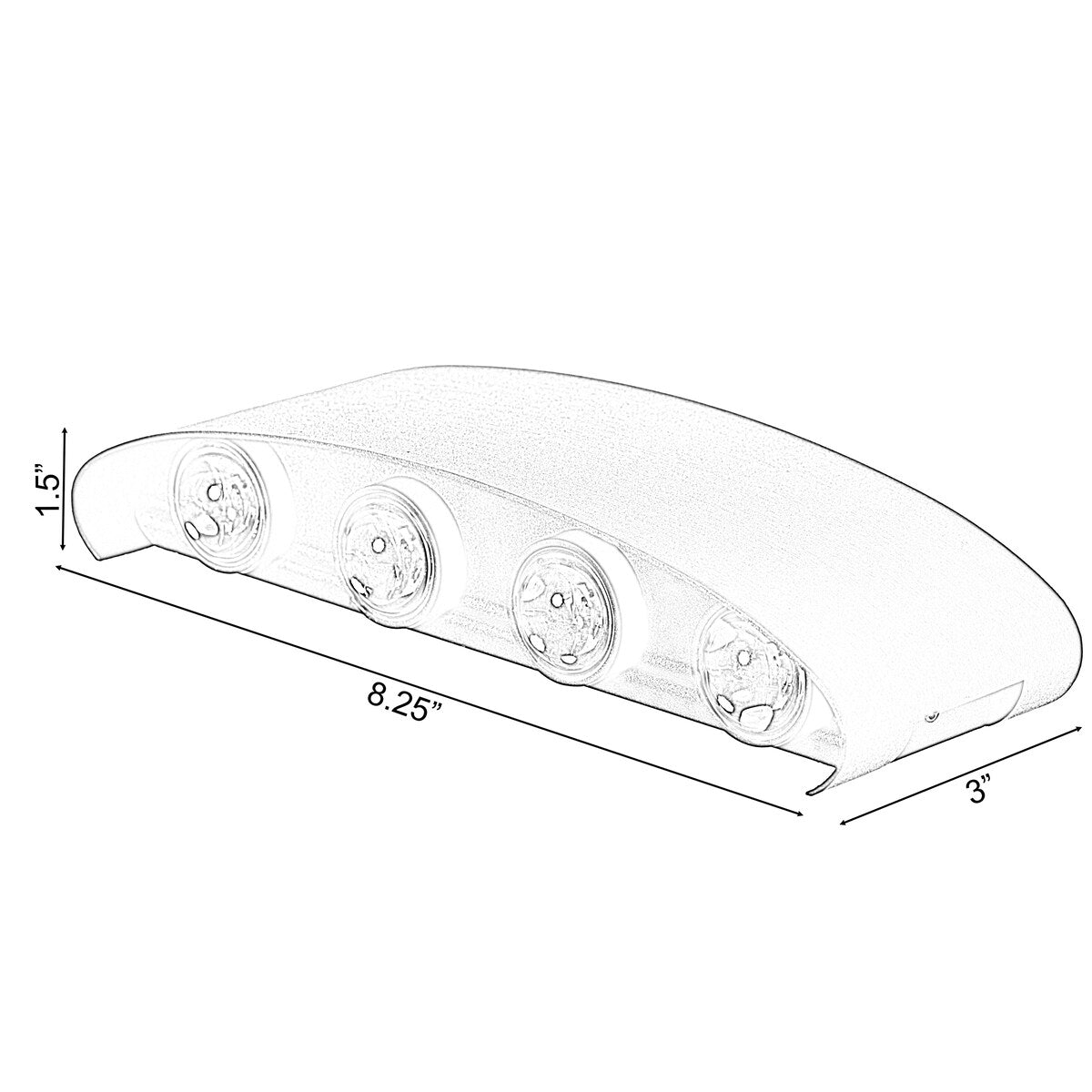 Applique murale décorative contemporaine noire en aluminium étanche pour l'intérieur et l'extérieur, 8 W, blanc froid 4 000 K