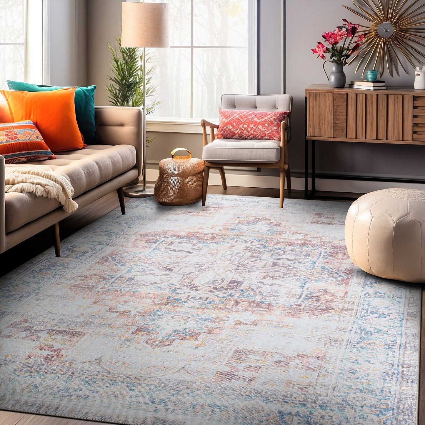 Tapis bohème vieilli lavable en machine