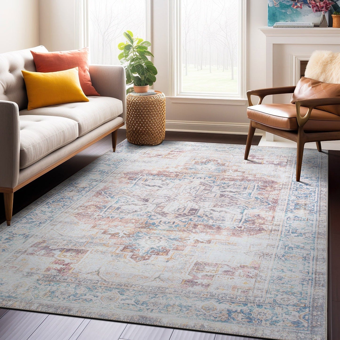 Tapis bohème vieilli lavable en machine