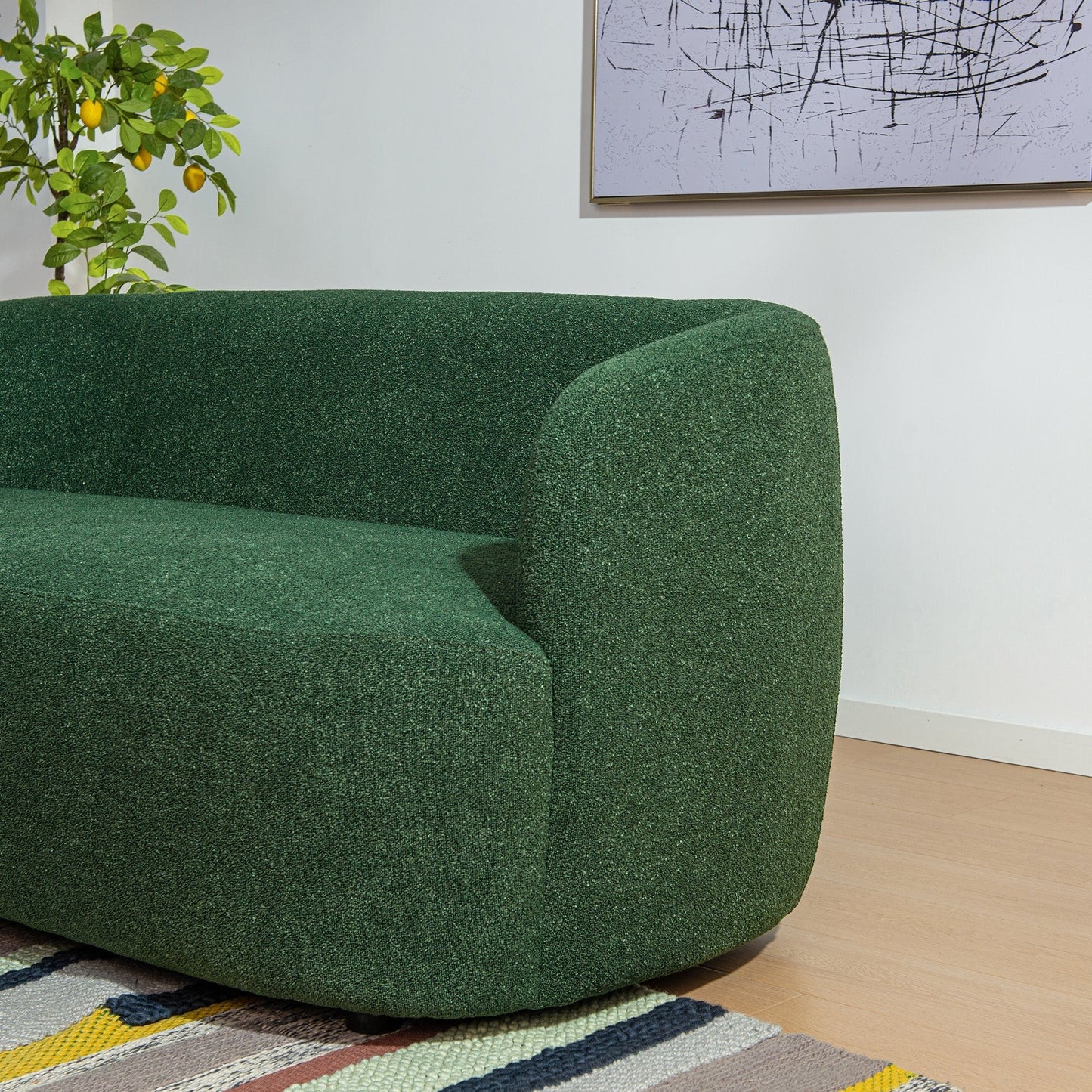 KINWELL Boucle Upholstered 2-Seats Loveseat with Pillows