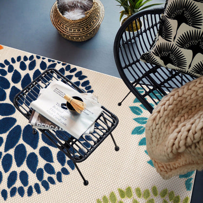 Tapis d'intérieur/extérieur Brescia Modern Floral Circles