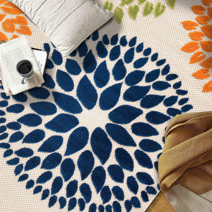 Tapis d'intérieur/extérieur Brescia Modern Floral Circles