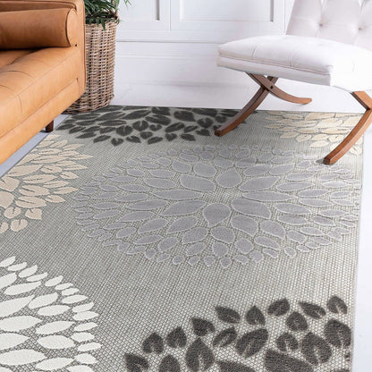 Tapis d'intérieur/extérieur Brescia Modern Floral Circles