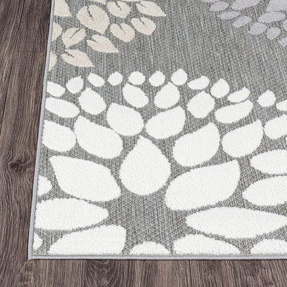 Tapis d'intérieur/extérieur Brescia Modern Floral Circles