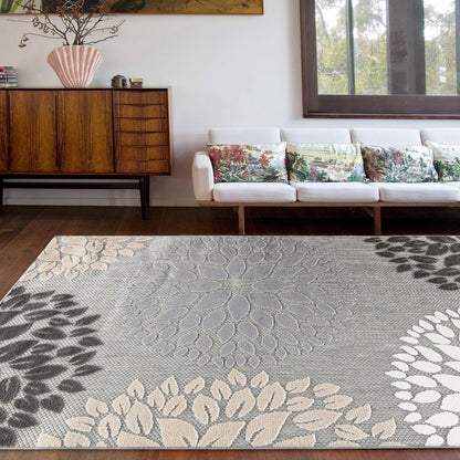 Tapis d'intérieur/extérieur Brescia Modern Floral Circles