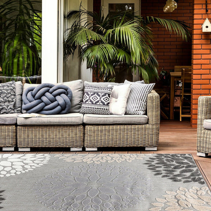 Tapis d'intérieur/extérieur Brescia Modern Floral Circles