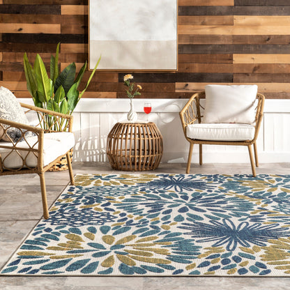 Tapis d'intérieur/extérieur à motif floral audacieux Nuloom Ronda