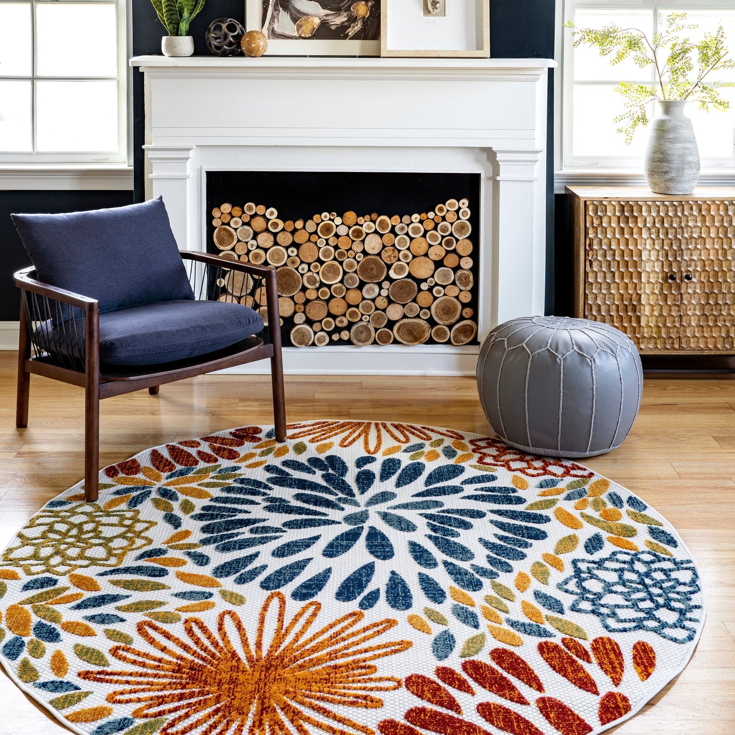Tapis d'intérieur/extérieur à motif floral audacieux Nuloom Ronda