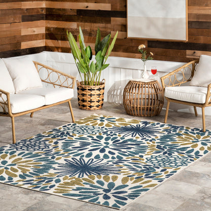 Tapis d'intérieur/extérieur à motif floral audacieux Nuloom Ronda