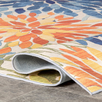 Tapis d'intérieur/extérieur lavable en machine à motif floral Nuloom Rosana