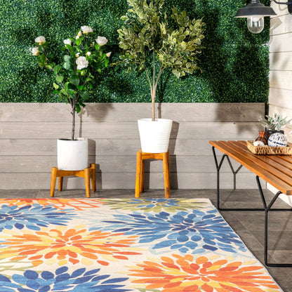 Tapis d'intérieur/extérieur lavable en machine à motif floral Nuloom Rosana