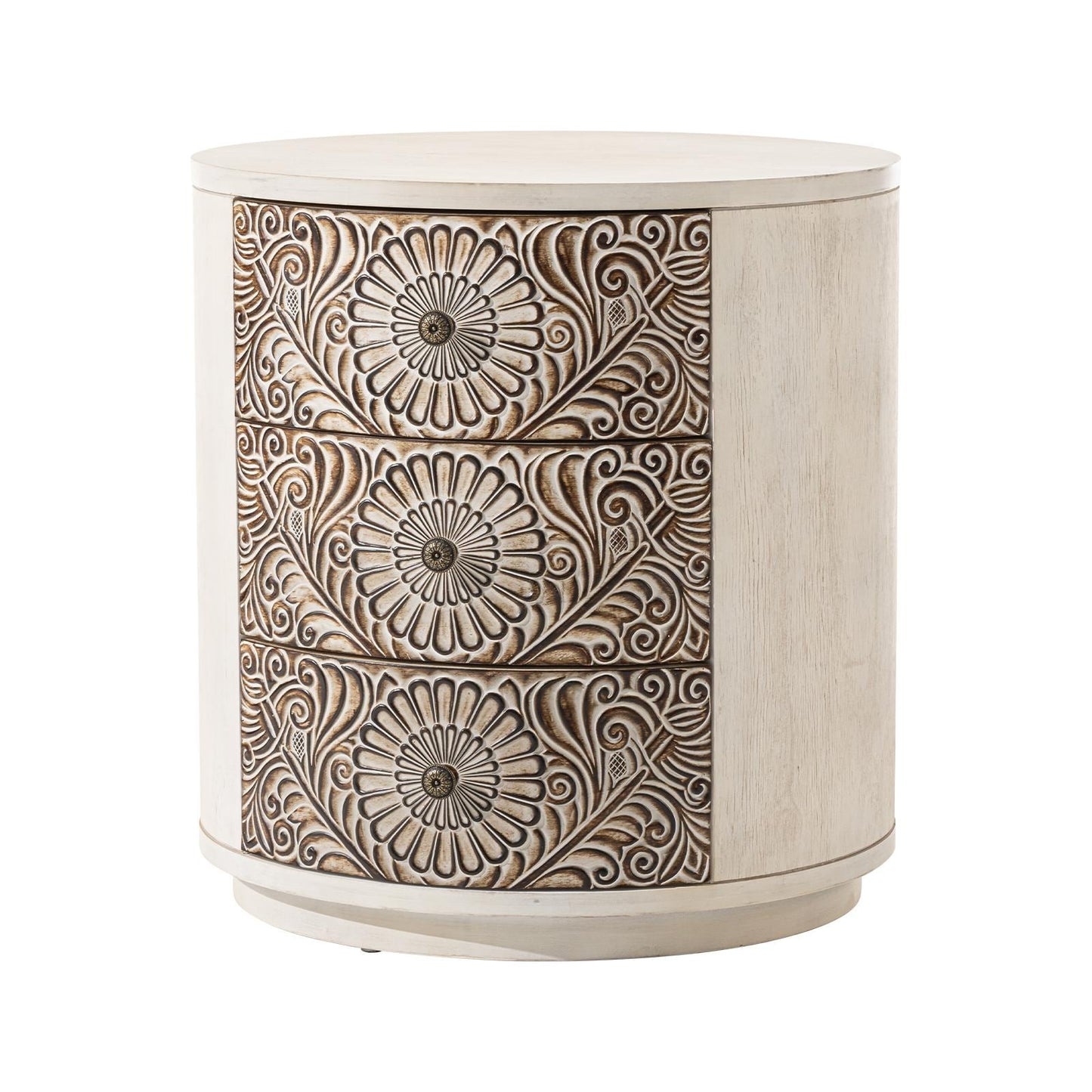 COSIEST Vintage Brown Pattern Solid Wood Nightstand with Drawers