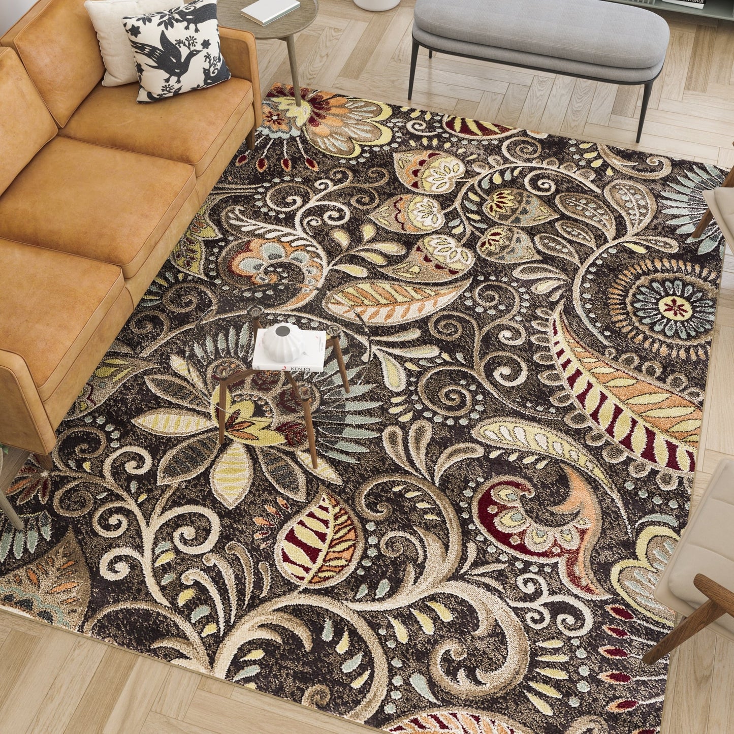 Caprice Mid-Century Modern Floral Indoor Area Rug