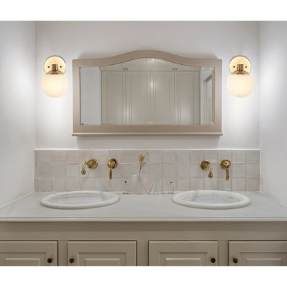 Cecil Globe Meuble-lavabo moderne contemporain à LED en métal et verre dépoli, par JONATHAN Y