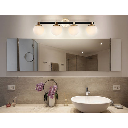 Cecil Globe Meuble-lavabo moderne contemporain à LED en métal et verre dépoli, par JONATHAN Y